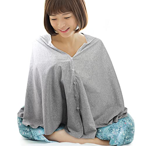 【助産師監修】 授乳ケープ 綿100% ポンチョ 透けない 授乳服 大判 (グレー)