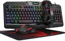 Redragon S101ゲーミングキーボード ゲーミングマウス マウスパッド ゲーミングヘッドセットセット 有線 RGBバックライト付き DPI調整可能なマウ...