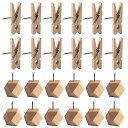 LIANHATA ピン付き木製クリップ 50個入 木柄の画鋲 多角形 画鋲 画びょう 押しピン 木 クリップ ピン コルク ボード 掲示板用 収納ケース付き 固...