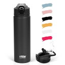 TYESO 水筒 ステンレスボトル 真空断熱 マグボトル 600ml/750ml 食品級シリコンストロー付き ワンタッチ ストロー 保温保冷 洗いやすい 直飲み...