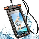 ORANGA スマホ 防水ケース 水に浮く IP68防水防塵 クリア 顔認証 撮影 通話 画面操作 浮き輪 iPhone用 Android 6.8インチ以下対応 海 温泉 風呂 プール 雨 潜水 スマホ用 防水バック ブラック
