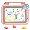 おえかきボード BangLede 大画面(41*35cm)持ち手付お絵かきボード 3個マグネットスタンプ付属 4色 磁石ボード らくがき 描いて消して 楽しくおえかき 何度でも描ける 知育玩具 (ピンク)