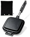 【燕三条】日本製 Qoovel ホットサンドメーカー 専用カバーセット 直火 耳圧着式 (12種のレシピ冊子付) リッチな焼き目×片面フラット 耳まで焼ける 上...
