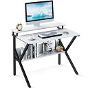 KKL パソコンデスク モニター台付き 幅70cm×奥行48cm 机 pcデスク 棚付きデスク コンパクト 省スペース 在宅勤務 テレワークデスク 頑丈で組立簡単 おしゃれ 大人/子供用 収納 モニターアーム