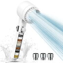 MEKO シャワーヘッド マイクロナノバブル ミスト 3+1段階モードシャワー 浄水 手元止水 水圧調整 極細水流 塩素除去 肌ケア 水漏れ防止 汚れ除去 増圧節水シャワー 15層フィルター付 3*アダプ