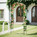 SOFTSEA ガーデンアーチ バラアーチ アイアンアーチ 園芸用品 薔薇アーチ 金属製 スチール製 ローズトレリス 幅110cm×高さ224cm 転倒防止ピン...
