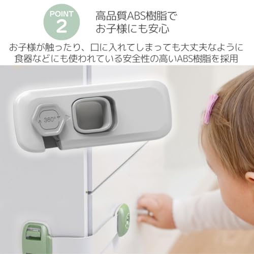 I'm so happy チャイルドロック 引き出し 引き戸 ドアロック 後付け 賃貸 ストッパー 子供 扉 冷蔵庫（グレー/5個セット）