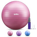 Umi.(ウミ) バランス ボール 55cm ばらんすぼーる アンチバースト 厚い 滑り止め 耐荷重300kg ハンドポンプ付 (レッド)