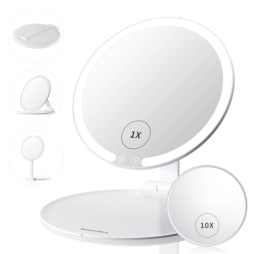 Beautifive LED 化粧鏡 女優ミラー 卓上ミラー 折り畳み式 ライト付きミラー 10倍拡大ポケットミラー付き HDミラー どこでも持ち運び USB充電1週間利用可能 側面ガイドライトテクノロジー採用 4 Beautifive LED 化粧鏡 女優ミラー 卓上ミラー 折り畳み式 ライト付きミラー 10倍拡大ポケットミラー付き HDミラー どこでも持ち運び USB充電1週間利用可能 側面ガイドライトテクノロジー採用 4