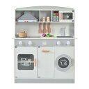 おままごとキッチン 木製 台所 ライト付き 知育玩具 コンロ 電子レンジ 調理器具付き 調味料 食材 野菜 家事 おもちゃ キッズ 誕生日 プレゼント (ホワイ...