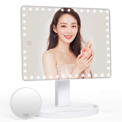 FASCINATE 女優ミラー ライト付き 鏡 充電式 【2000mAh 大容量バッテリー 大きめ鏡面】 45個LED電球付き 明るさ調整 360度自由回転式 持ち運びに便利 10倍拡大鏡付き FASCINATE 女優ミラー ライト付き 鏡 充電式 【2000mAh 大容量バッテリー 大きめ鏡面】 45個LED電球付き 明るさ調整 360度自由回転式 持ち運びに便利 10倍拡大鏡付き