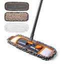 CLEANHOME モップ フロアモップ フローリング 乾湿両用可 360度回転 113-141cm伸縮可能 床拭き ベランダ/玄関/床/庭園/風呂にも適用 掃除道具 腰曲げず 交換可能 シェニール糸 綿系 マイクロファイ