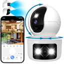 防犯カメラ 室内 ペットカメラ 監視カメラ 【上500万+下500万画素デュアルカメラ・5G/2.4GHz WiFi対応】デュアルカラーナイトビジョン 見守りカ...