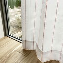 【カーテンのEzee】7色X10サイズから選べる UVカット 遮熱 保温 省エネ (昼)室内が見えにくい ウォッシャブル ストライプデザインミラーレースカーテン/ラーインレース ローズ サイズ 幅100cm