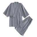 メンズ 七分袖 作務衣 綿麻 和風 パジャマ 上下セット ポケット付き 作業着 部屋着 ルームウェア 夏着物 (深灰短款, M)