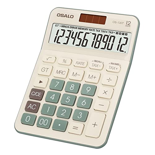 pendancy デスクトップ電卓 大型LCDディスプレイ 12桁 ビッグボタン 税金会計計算機 バッテリーとソーラー電源 デスク/オフィス/自宅/ビジネス用 (OS-130T グリーン) pendancy デスクトップ電卓 大型LCDディスプレイ 12桁 ビッグボタン 税金会計計算機 バッテリーとソーラー電源 デスク/オフィス/自宅/ビジネス用 (OS-130T グリーン)