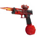HY-MS 水鉄砲 電動 LED灯光噴火バージョン 連射式 ウォーターガン 貯水タンク容量500ML 水漏れ防止 子供 大人兼用 夏祭り 水遊び 海水浴 (透明赤)