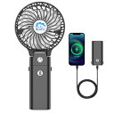 HandFan 携帯扇風機 5200mAhモバイルバッテリー ハンディファン 20dB静音 手持ち扇風機 小型 卓上扇風機 クリップ 扇風機 6枚羽根 180°り畳み式 持ち運びに便利 熱中症 暑さ対策 USB-C ケーブル付属(2)