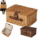 life_mart ピクニックバスケット 【 インテリアにも! 39.5×29×20cm 】 お花見 ピクニック お弁当 手編み バスケット カゴ収納 プラスチック 持ち手 ランチバスケット 2ハンドル 海水浴 キャンプ