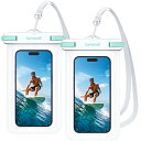 【2枚セット】 スマホ 防水 ケース 4-7インチ IPX8 Lamicall : 海 お風呂 プール 温泉 ぼうすい アイフォン スマフォ すまほ アイホン 携帯 けいたい 水中撮影 顔認証 首かけ 水泳 潜水 iPhone 16 15 14