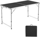 【日本企業】アウトドア テーブル キャンプ テーブル 折りたたみ 高さ3段階調整可能 120×60×(55-62-70)cm ピクニック レジャー キャンプ用 LK (ブラック,シングル)