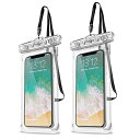 ProCase 防水スマホケース 2個 IPX8認定 お風呂 海 プール 温泉 首掛け式 ドライバッグ 登山 お釣り時の防塵・防水対策 適用端末:iPhone ...