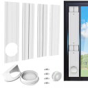 窓用ダクトパネル 4枚セット 窓枠高さ67〜239cm対応 防雨カバー付き 直径13cm&15cm排気ホース用 密閉性アップ スポットクーラー ポータブルエアコ...