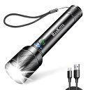 REHKITTZ LED 懐中電灯 強力 LEDライト 充電式 超高輝度 1600ルーメン フラッシュライト ハンディライト 【2200 mAh 充電式 大容量バッテリー内蔵】長時間の待機可能 電量表示 アルミ合金 懐中電灯