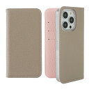 HanaRo iPhone15Pro グレー×ピンク iPhone15Proケース レザー 本革 シュリンクレザーケース バイカラー 手帳型