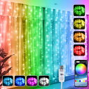 LED イルミネーションライト カーテンライト 1600 万色フェアリーライト 3×3m 300 個LEDs クリスマスライト USB 給電 窓飾 IP65 防水仕様 アプリケーションとリモコン付き210 の点滅モード 音楽と同