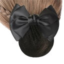 シニヨン ネット バレッタ ネット付き お団子 ネット おだんご ネット リボン ヘアネット 髪ネット 髪留め レディース ヘアアクセサリー ブラック