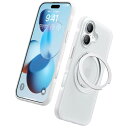 TORRAS iPhone 16 用 ケース カメラコントロールボタン付き【チクチク・多機能360度回転スタンド】 縦横両対応 マグネット搭載 MagSafe対応 米軍MIL規格耐衝撃 リング 指紋防止 黄変防止 マグセー