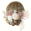 Bud Flower バドフラワー 髪飾り ナチュラル リボン タッセル ドライフラワー 成人式 卒業式 水引 金箔 和装 振袖 袴 ヘッドドレス 結婚式 七五三 hair-205 (ピンクベージュ)