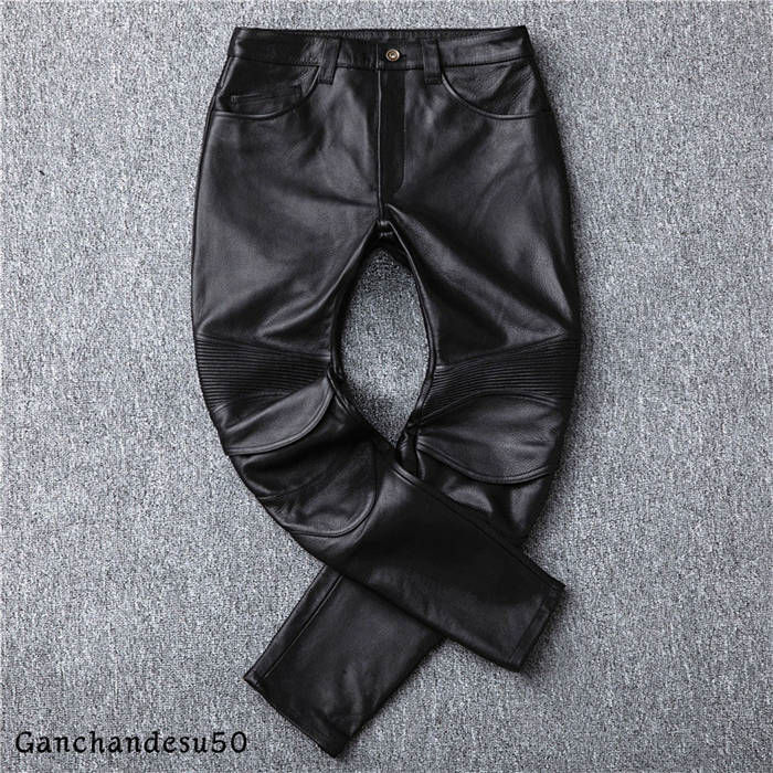 【期間限定!10%OFF発行中】牛革レザーパンツ 新品 メンズパンツ 革パンツ バイクパンツ 本革 無地 カッコイイ 大きサイズ スキニーパンツ ロングパンツ バイク用 レザーパンツ 送料無料 父の日