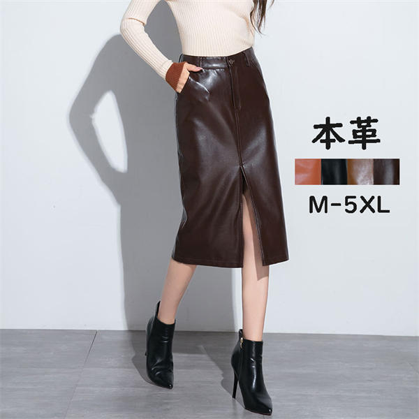 【期間限定！10%OFF発行中】本革 スカート レザースカート レディース ボトムス レディーススカート 高級 羊革 細身 ひざ丈 ラムレザー ハイウエスト 脚長効果 美脚 OL 通勤 オフィス 普段着 オールシーズン プレゼント 母 彼女 春秋冬 着心地良い 婦人用 20代30代 40代 50代