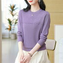 【期間限定!10%OFF発行中】レディース ニット セーター トップス 長袖 無地 通勤 薄手 柔らかい 丸首 通勤 デート お出掛け 春秋冬 通勤 通学 ビジ...