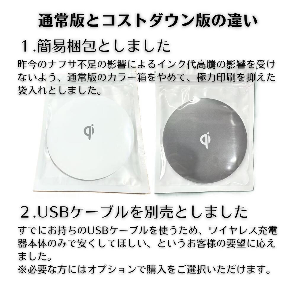 【楽天1位受賞】【お手頃価格】ワイヤレス充電器 簡易包装 USBケーブル別売 置くだ...