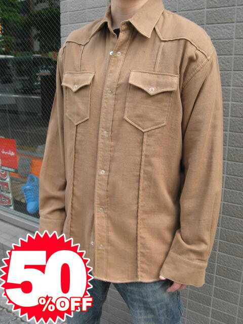 【1万円以上で送料無料】★Special Sale!! 50%OFF!!★ metropia wstn shirts brown 【l】