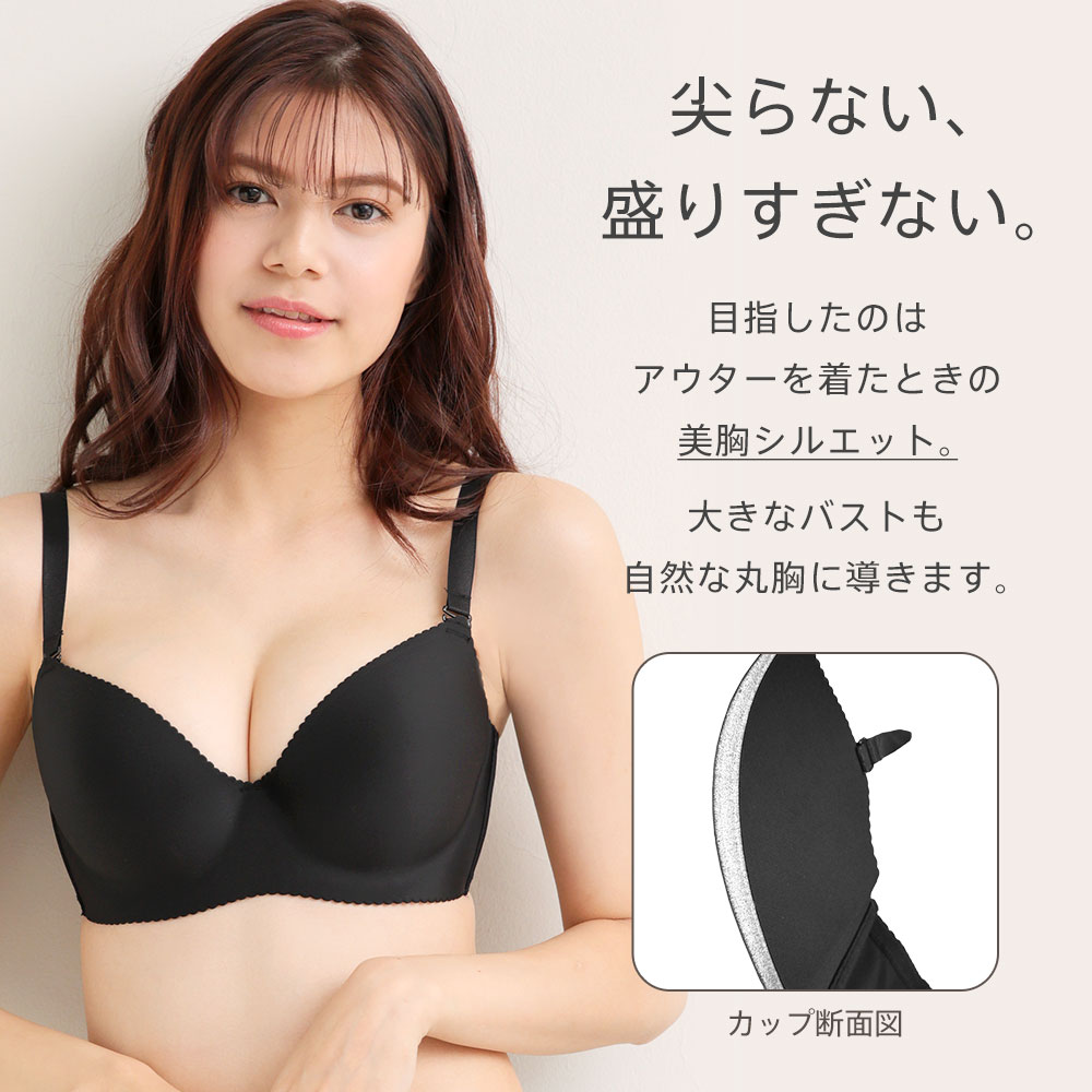 【20%OFFクーポン】ブラジャー 大きいサイズ 美胸ブラ 単品ブラジャー (FGHカップ)(下着 レディース ブラ シームレス ひびきにくい 女性 シームレスブラ Tシャツブラ 脇肉 脇高ブラ 縫い目なし 黒 Gカップ Hカップ F80 F65 ベージュ Fカップ)