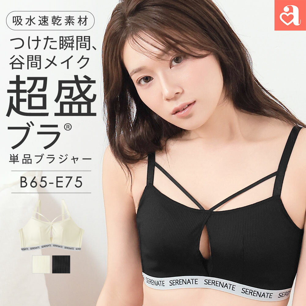 【新商品★P20倍】吸水速乾 SERENATE 超盛ブラ(R) 単品ブラジャー(下着 レディース 女性 吸水速乾 汗 ブラ 脇高 単品 無地 シンプル ブラジャー 盛れる 汗ムレ軽減 谷間 スポーティー 英字ロゴ かわいい コードテープ)