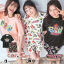 【クーポンで半額】ルームウェア パワーパフ ガールズ Tシャツ 上下セット(レディース 女性 セットアップ 夏 春夏 半袖 半パン ハーフパンツ 可愛い おそろい ペア ペアルック パジャマ 女性 ルームウエア かわいい 部屋着 キャラクター プレゼント ブロッサム バブルス バ