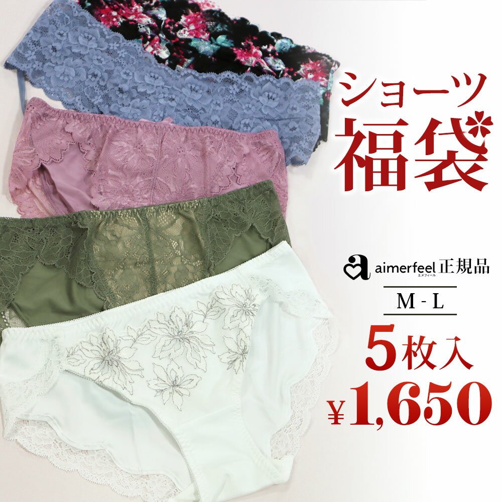 【ショーツ 下着 福袋】スタンダードショーツ 福袋 おまかせショーツ 福袋 5枚セット( パンツ 下着 福袋 LL 2L ノーマルショーツ レースショーツ ショーツ福袋 レギュラーショーツ プレーンショーツ レディース 女性 パンティ エメフィール aimerfeel ポイント消化)のサムネイル