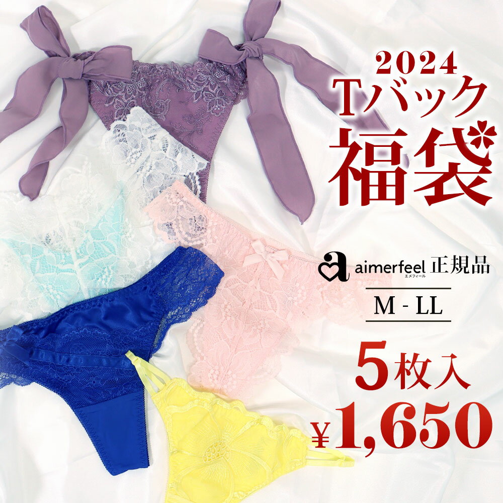 【送料無料・下着Tバックショーツ福袋】Tバックショーツ ＆ハーフバック おまかせショーツ福袋 5枚セット(パンツ 下着 福袋 ショーツ Tバック ショーツ tバック タンガ ソング レディース 女性 パンティ ハーフバックショーツ チーキー エメフィール aimerfeel ポイント消化)のサムネイル
