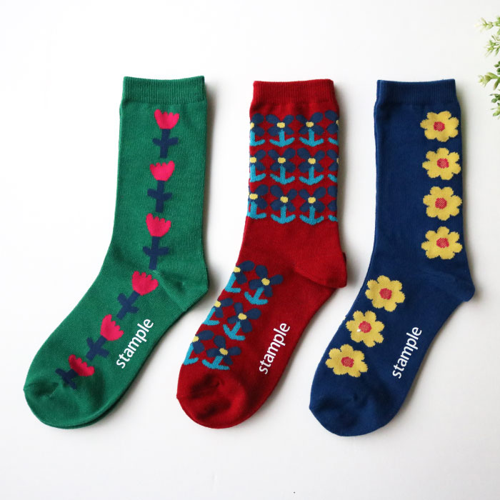 stample キッズ 靴下 チアフルフラワークルーソックス 3足組 靴下 厚手 キッズ 靴下 レディース 履きやすい おしゃれ 滑り止め 靴下 すべり止め 子供用 子ども 子供服 暖かい 靴下 お花 靴下 こども 女の子 男の子 保育園 幼稚園 かわいい 秋 冬 19 21 派手 運動会 72846