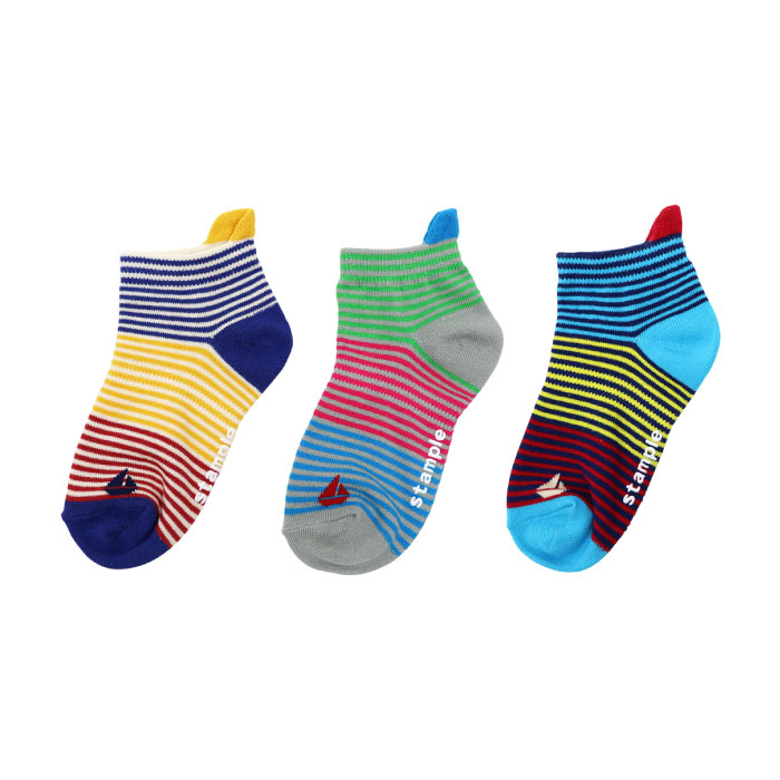 stample スタンプル マリーナアンクルソックス3足組 ボーダー ソックス キッズ アンクル ソックス キッズ シンプル お揃い 靴下 履きやすい 子供 こども 子ども 女の子 男の子 保育園 幼稚園 くつ下 履きやすい 靴下 キッズ 靴下 派手 70001-a