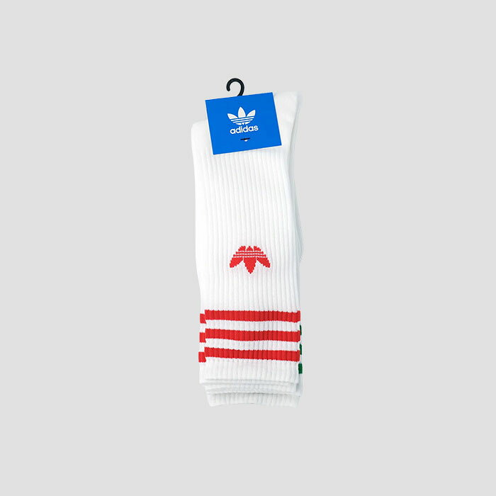 adidas（アディダス）adidas Originals SOLID CREW SOCK ソリッドクルーソックス 3PACK WHITE/BETTER SCARLET/BLUE/GREEN