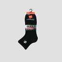 Hanes(ヘインズ)【ノンパイル】 クォーターレングスソックス3P BLACK