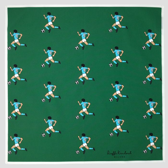 Dieffe Kinloch(ディエッフェ・キンロック)NAPOLI ”MARADONA ALL OVER” コットン ハンカチーフ(クラシック) GREEN