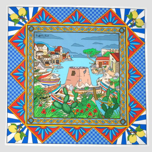 Dieffe Kinloch(ディエッフェ・キンロック)SICILY "SICILY" コットン ハンカチーフ(クラシック) BLUE Dieffe Kinloch(ディエッフェ・キンロック)SICILY "SICILY" コットン ハンカチーフ(クラシック) BLUE