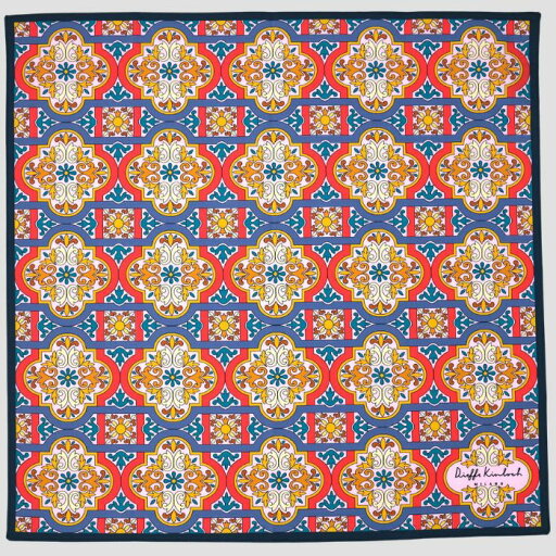 Dieffe Kinloch(ディエッフェ・キンロック)PORTUGAL "LISBONA DECOR 6 総柄" コットン ハンカチーフ(クラシック) PINK×NAVY Dieffe Kinloch(ディエッフェ・キンロック)PORTUGAL "LISBONA DECOR 6 総柄" コットン ハンカチーフ(クラシック) PINK×NAVY